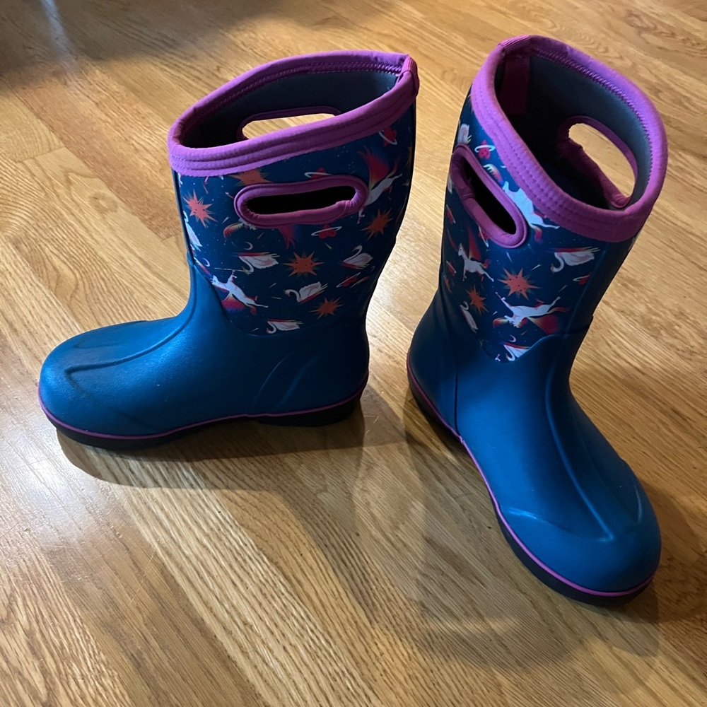 Kids Blue and Pink Rain Boots